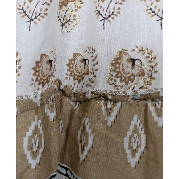 Cache Smocked Tiered White, Tan and Gold Sundress Size Large - Picture 4 of 7